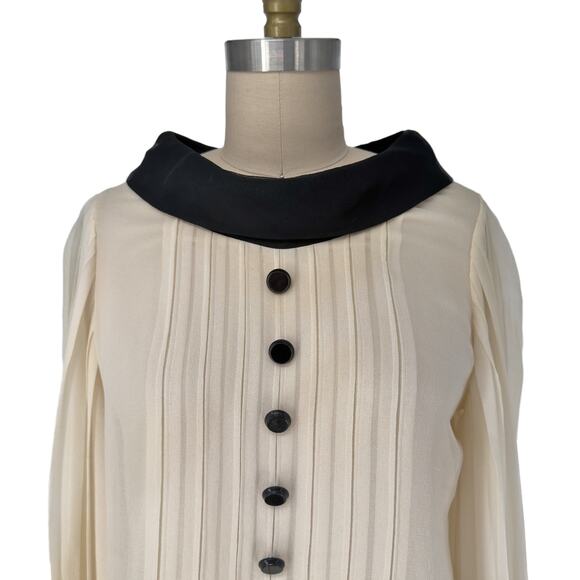 Robert Rodriguez Silk Chiffon Pleated Blouse Womens size 4 - Picture 4 of 12